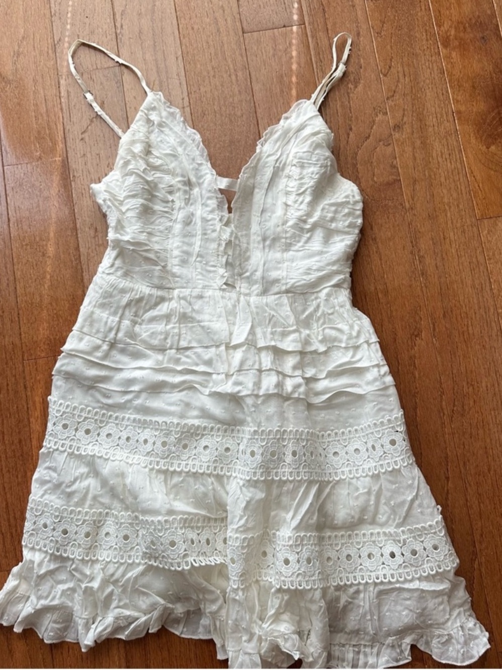 Princess Polly White Lace Detail Camisole Mini Flare Dress
